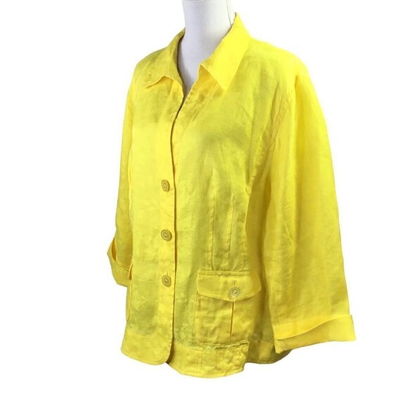 100% Linen Blazer 16W Jones New York Collection Suit Jacket 3/4 Sleeve 3 Button - Picture 10 of 10